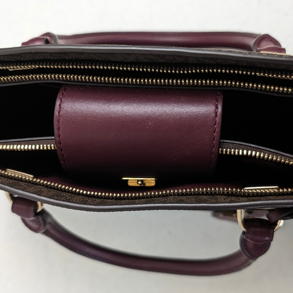 Michael Kors Benning Satchel Maroon & Brown Tote Bag - Picture 5 of 15